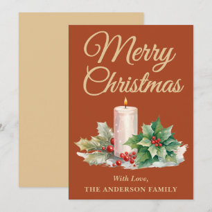 Cartes Pour Fêtes Annuelles Script minimaliste Joyeux Noël Boho Terracotta