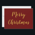 Cartes Pour Fêtes Annuelles Script minimaliste Joyeux Noël Or Bourgogne<br><div class="desc">Carte de vacances minimaliste Joyeux Noël or script bordeaux.</div>
