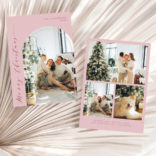 Cartes Pour Fêtes Annuelles Script minimaliste Joyeux Noël Photo Rose Dusty