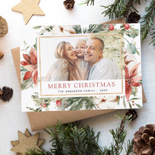 Cartes Pour Fêtes Annuelles Script minimaliste photo de Noël moderne