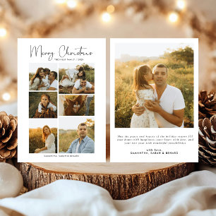 Cartes Pour Fêtes Annuelles Script Minime Joyeux Noël Famille 7 Photos