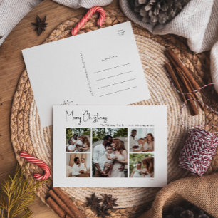 Cartes Pour Fêtes Annuelles Script moderne de Noël Cinq photos