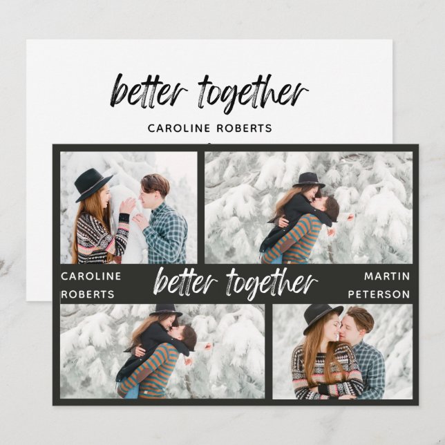 Cartes Pour Fêtes Annuelles script moderne élégant multi photo enregistrer la  (Devant / Derrière)