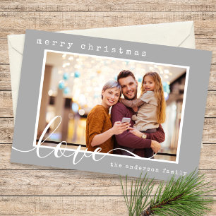 Cartes Pour Fêtes Annuelles Script moderne Famille Photo Noël