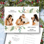 Cartes Pour Fêtes Annuelles Script moderne Gold Green Baby Premier Noël<br><div class="desc">Script moderne Gold Greenery Baby First Christmas Holiday Card. Envoyez des voeux et des salutations chaleureux à vos proches avec cette trois (3) Photo Collage Carte de vacances élégante, chic et moderne avec personnalisation "(Baby Name)'s 1st Christmas" & "HAPPY HOLIDAYS" dans la typographie moderne avec une belle aquarelle et des...</div>