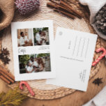 Cartes Pour Fêtes Annuelles Script moderne Grateful Centré trois photos<br><div class="desc">Cette carte postale moderne de vacances à trois photos centrée sur la reconnaissance de script est parfaite pour votre salutation minimaliste chic boho noir et blanc de vacances. La calligraphie manuscrite minimaliste est délicate et rustique tout en restant élégante et élégante. Le design reflète une simple journée d'hiver blanche et...</div>