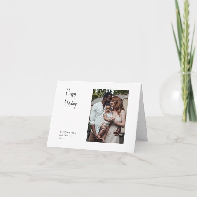 Cartes Pour Fêtes Annuelles Script moderne Joyeuses vacances pliées photo uniq (Devant)