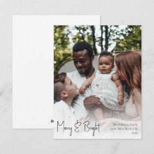 Cartes Pour Fêtes Annuelles Script moderne Joyeux et brillant pleine photo ver