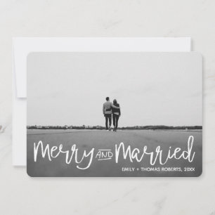 Cartes Pour Fêtes Annuelles Script moderne Joyeux et marié couple marié
