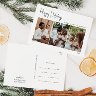 Cartes Pour Fêtes Annuelles Script moderne Joyeux vacances Trois photos