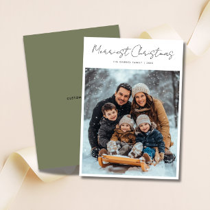 Cartes Pour Fêtes Annuelles Script moderne Merveille Noël Olive Green Photo