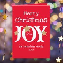 Script moderne Noël Non photo Red Holiday Card