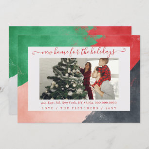 Cartes Pour Fêtes Annuelles Script moderne Nouvelle maison pour les vacances P