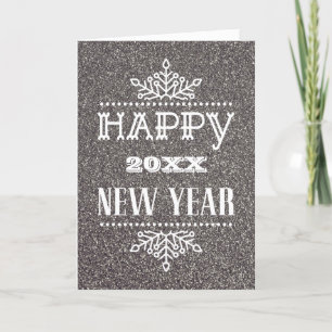 Cartes Pour Fêtes Annuelles Script moderne Parties scintillant en argent Photo