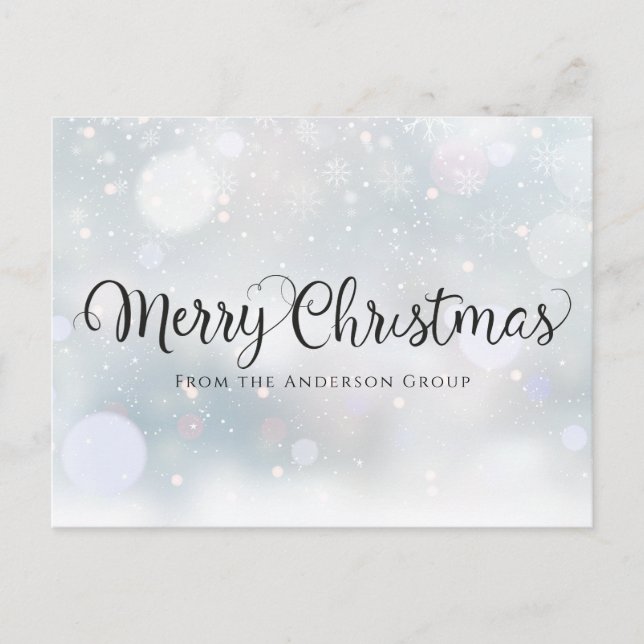 Cartes Pour Fêtes Annuelles Script moderne Snowflakes Corporate (Devant)
