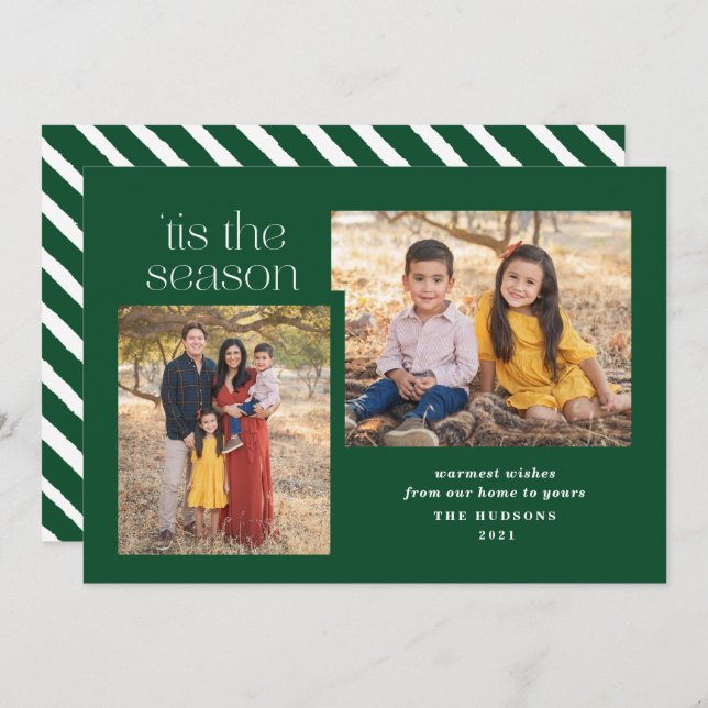 Cartes Pour Fêtes Annuelles Script Moderne Tis Saison Calligraphie Photo Hol (Devant / Derrière)