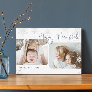 Cartes Pour Fêtes Annuelles Script neige 2 Photo Happy Hanoukka Holiday Card