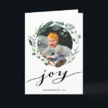 Cartes Pour Fêtes Annuelles Script noir moderne Élégant Foliage Eucalyptus<br><div class="desc">Envoyer des voeux et des salutations de vacances à des amis, des collègues et de la famille dans simple, mignon, chic, élégant et moderne design photo festif, nature style couleur plié carte de fin de année! Un cadre de couronne de feuilles d'aquarelle doux peint en vert (pin, eucalyptus, fougères) avec...</div>