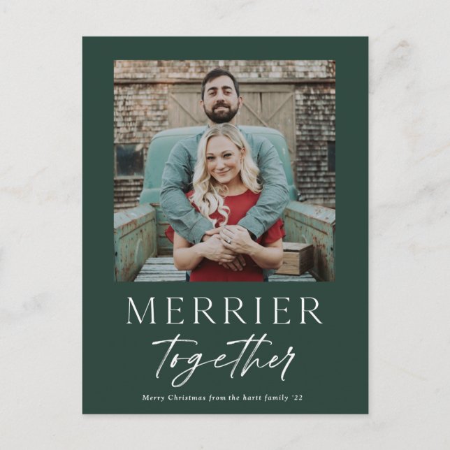 Cartes Pour Fêtes Annuelles Script Photo Joyeux Noël Plus Joyeux Ensemble (Devant)