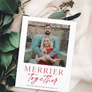 Cartes Pour Fêtes Annuelles Script Photo Joyeux Noël Plus Joyeux Ensemble
