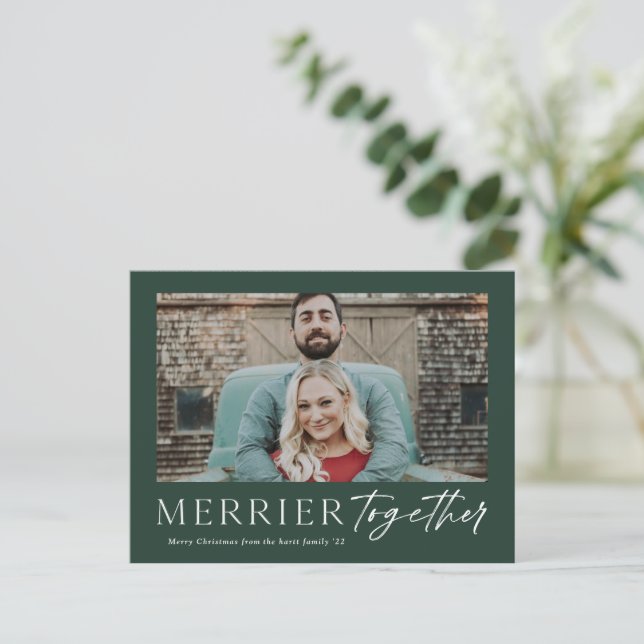 Cartes Pour Fêtes Annuelles Script Photo Joyeux Noël Plus Joyeux Ensemble (Debout devant)
