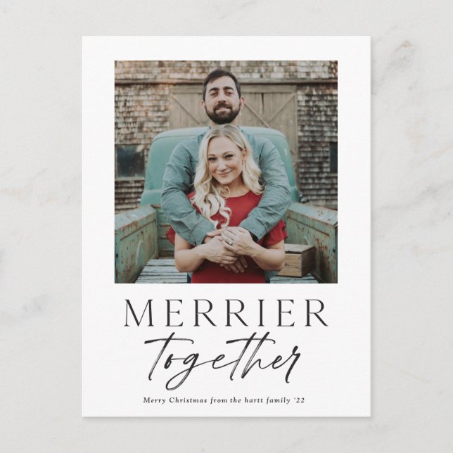 Cartes Pour Fêtes Annuelles Script Photo Joyeux Noël Plus Joyeux Ensemble (Devant)