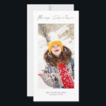 Cartes Pour Fêtes Annuelles Script photo minimaliste Joyeux Noël<br><div class="desc">Script photo minimaliste Joyeux Noël. Disponible numériquement et imprimé. Moderne et minimaliste,  avec un script stylé pour Joyeux Noël. Remplacez l'exemple d'image par le vôtre et personnalisez le reste des mots de chaque côté,  au besoin.</div>