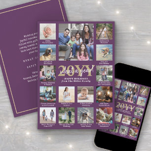 Cartes Pour Fêtes Annuelles Script Quelle année ! 15 Collage de photos Violet