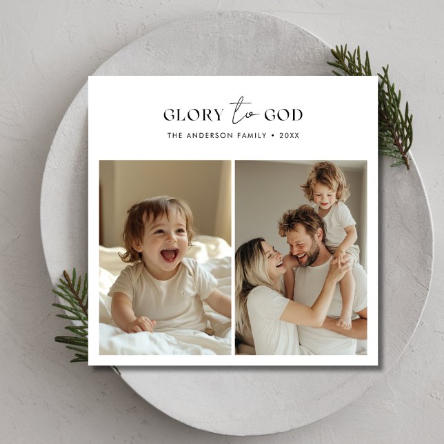 Cartes Pour Fêtes Annuelles Script Religieux Saint Noël Gloire à Dieu Photo (Créateur téléchargé)