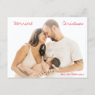 Cartes Pour Fêtes Annuelles Script rouge minimaliste photo Noël moderne
