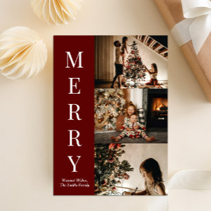 Cartes Pour Fêtes Annuelles Script rouge moderne Joyeux Noël Photo