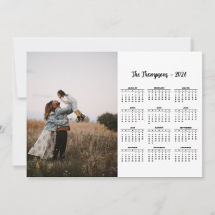 Cartes Pour Fêtes Annuelles Script rustique Photo de famille 2026 Calendrier 1