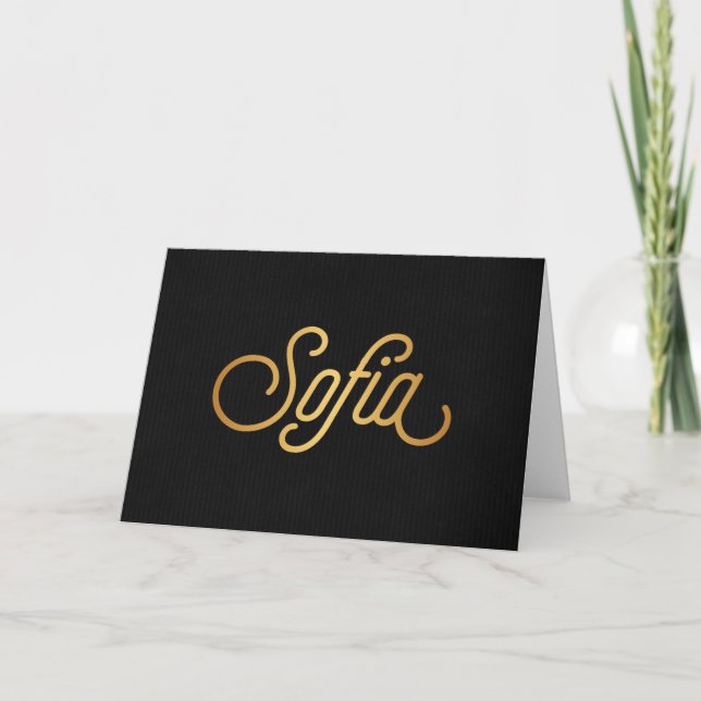 Cartes Pour Fêtes Annuelles Script Sofia Gold Black (Devant)