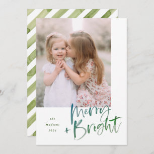 Cartes Pour Fêtes Annuelles Script Watercolor moderne Joyeux et Vacances lumin