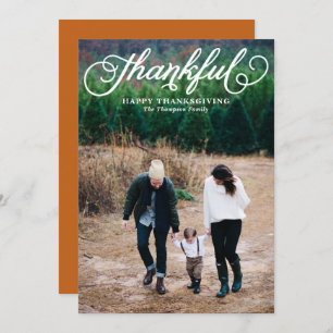 Cartes Pour Fêtes Annuelles Script Whimsical Thankful Bon thanksgiving photo