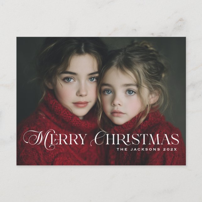 Cartes Pour Fêtes Annuelles Scripted Chic Merry Christmas Design (Devant)