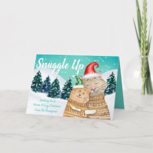 Cartes Pour Fêtes Annuelles Se Détendre Cute Chats Cuddin Chaud Cosy Noël