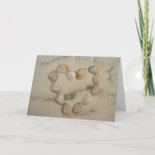 Cartes Pour Fêtes Annuelles Sea Shell Heart on Handmade, Recycled Paper