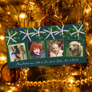 Cartes Pour Fêtes Annuelles Sea Stars à Holly Four Photo Famille Noël