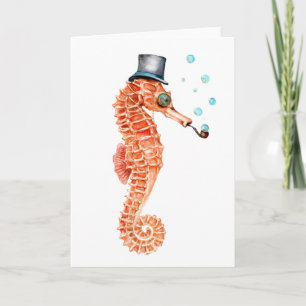 Cartes Pour Fêtes Annuelles Seahorse Steampunk
