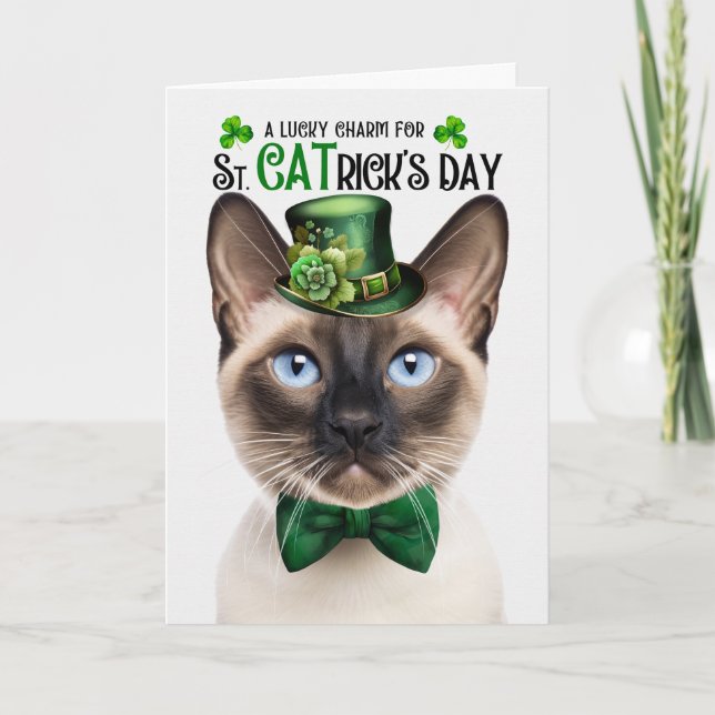 Cartes Pour Fêtes Annuelles Seal Point Siamese Lucky Charm St CATrick's Day (Devant)