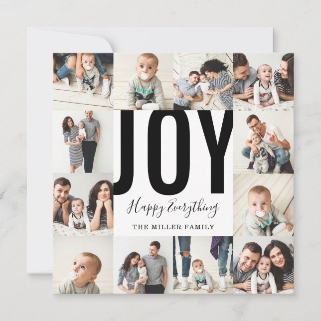 Cartes Pour Fêtes Annuelles Seamless 12 Photo Joy Happy Everything Holiday Red (Devant)