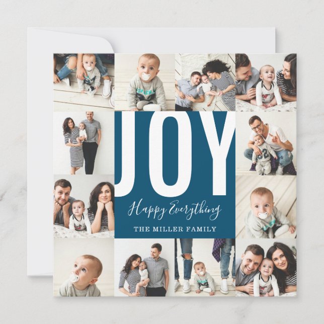 Cartes Pour Fêtes Annuelles Seamless 12 Photo Joy Happy Everything Navy (Devant)