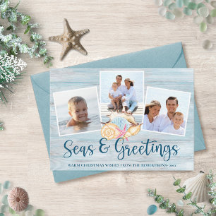 Cartes Pour Fêtes Annuelles Seas and Greetings Coastal Wood Photo