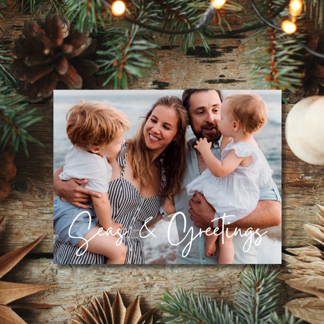 Cartes Pour Fêtes Annuelles Seas et salutation Famille Floride Plage Photo (Seas & Greeting Family Florida Beach Photo Holiday Postcard)