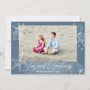 Cartes Pour Fêtes Annuelles Seas et salutations Famille Photo Plage Starfish