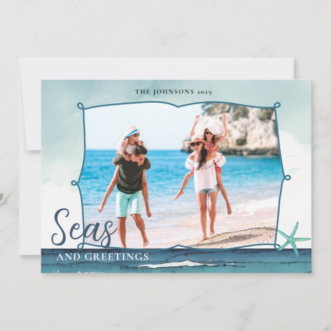 Cartes Pour Fêtes Annuelles Seas & Greetings Coastal Christmas with photo  (Devant)