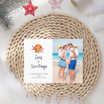 Cartes Pour Fêtes Annuelles Seas & Salutations Seashell Photo Holiday<br><div class="desc">Coquillage d'aquarelle peint à la main et corail Carte postale Vacances nautiques. Ajoutez votre photo de famille préférée.</div>