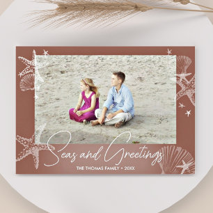 Cartes Pour Fêtes Annuelles Seas & salutations Terracotta Photo Plage Starfish