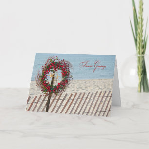 Cartes Pour Fêtes Annuelles Season's Greetings beach wreath
